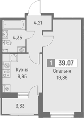 Купить однокомнатную квартиру на вторичке на улице 1-й Предпортовый проезд в Санкт-Петербурге. Вариант № 9099762, 0, площадь -  квм, цена 7952859 рублей