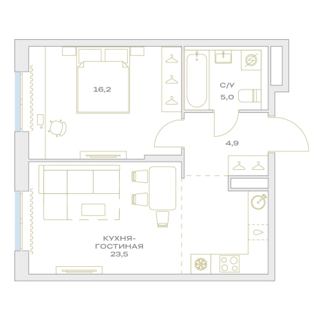 Купить двухкомнатную квартиру у метро Аэропорт Внуково в Москве. Вариант № 7649177, 0, площадь -  квм, цена 14916424 рублей