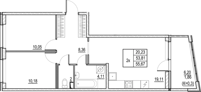 Купить трехкомнатную квартиру в новостройках у метро Звёздная в Санкт-Петербурге. Вариант № 6256218, 0, площадь -  квм, цена 9418000 рублей