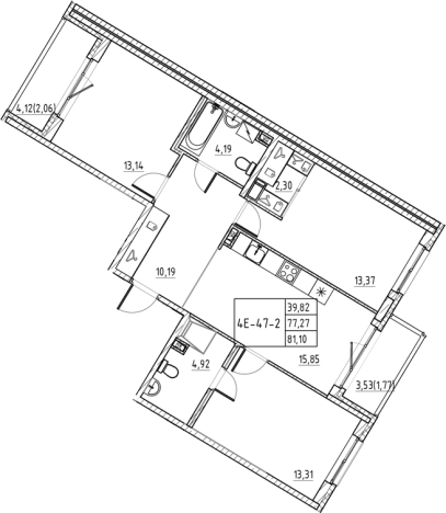 Купить многокомнатную квартиру в новостройках у метро Девяткино в Ленинградской области. Вариант № 7830759, 0, площадь -  квм, цена 13941090 рублей