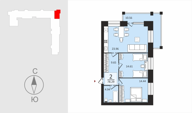 Купить двухкомнатную квартиру в ЖК Загородный парк в Владимире. Вариант № 106577, 1, площадь -  квм, цена 11360750 рублей