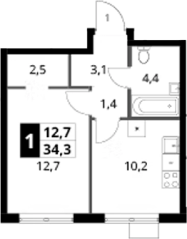 Купить однокомнатную квартиру в новостройках в ЖК 1-й Ясеневский в Москве. Вариант № 9811605, 0, площадь -  квм, цена 14865620 рублей