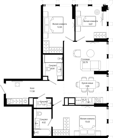Купить квартиру на улице 4-я  Марьиной Рощи в Москве. Вариант № 143521, 0, площадь -  квм, цена 44172864 рублей
