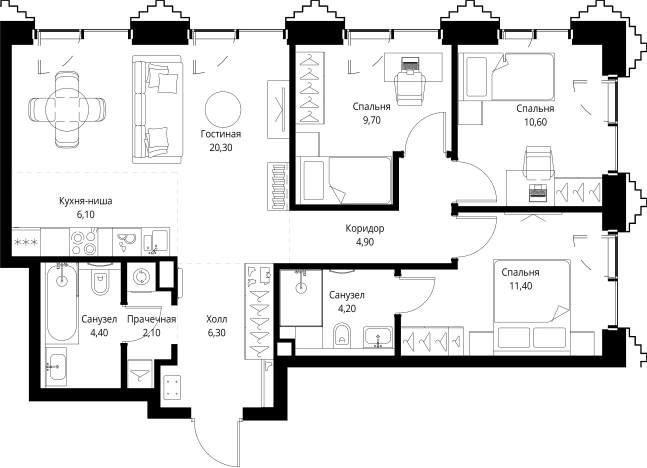 Купить трехкомнатную квартиру в новостройках в районе Можайский в Москве. Вариант № 10349494, 0, площадь -  квм, цена 45920000 рублей