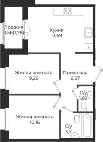 Купить квартиру в ЖК Новатория в Ленинградской области. Вариант № 6910332, 0, площадь -  квм, цена 7014330 рублей