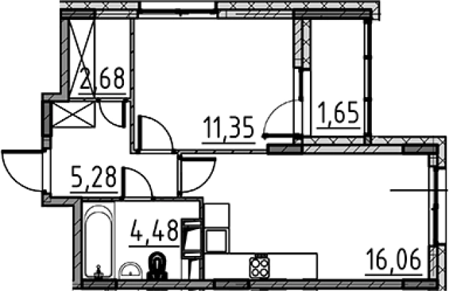 . Вариант № 8470086, 0, площадь - 39.85 квм, цена 6817128 рублей