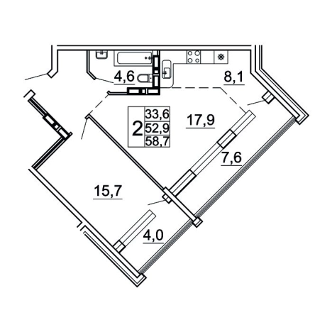 Купить двухкомнатную квартиру в районе Советский в Владивостоке. Вариант № 9416690, 0, площадь - квм, цена 11378848 рублей