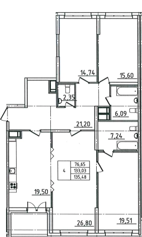 Купить многокомнатную квартиру на улице бульвар Головнина в Санкт-Петербурге. Вариант № 6473237, 0, площадь -  квм, цена 24901000 рублей