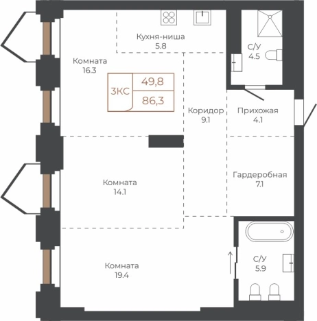 Купить квартиру в Барнауле. Вариант № 6841355, 0, площадь -  квм, цена 21011520 рублей