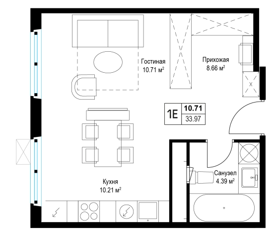 . Вариант № 163066, 0, площадь - 33.9 квм, цена 8411166 рублей