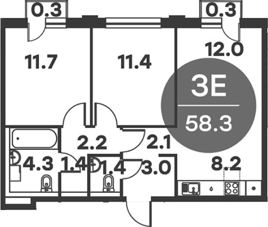 Купить трехкомнатную квартиру в Одинцове. Вариант № 157355, 0, площадь -  квм, цена 9231222 рублей