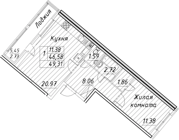 Купить двухкомнатную квартиру на улице проспект Авиаконструкторов в Санкт-Петербурге. Вариант № 4034249, 0, площадь -  квм, цена 15852268 рублей
