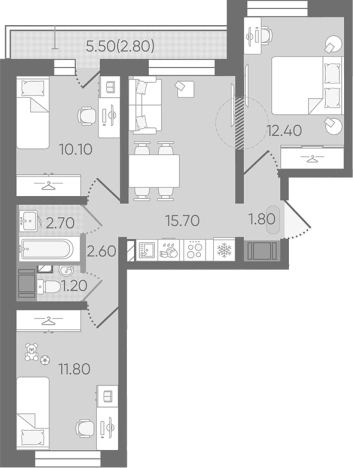. Вариант № 8093523, 0, площадь - 58.3 квм, цена 10981808 рублей