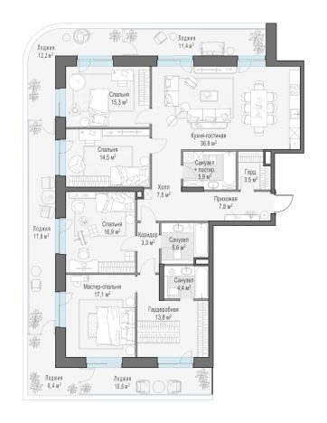 . Вариант № 107221, 0, площадь - 183.2 квм, цена 125770000 рублей
