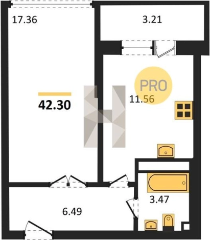 Купить однокомнатную квартиру в Удмуртской Республике. Вариант № 68377, 0, площадь -  квм, цена 3586800 рублей