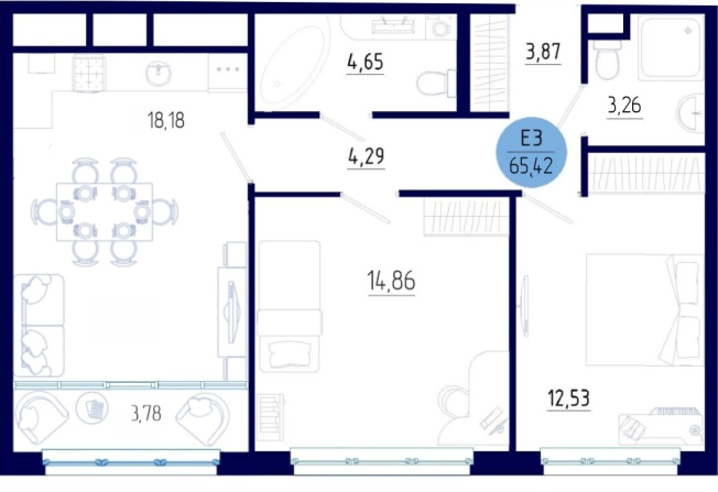 Купить двухкомнатную квартиру на улице проезд Бульвар Оптимистов в Рязанской области. Вариант № 132597, 0, площадь -  квм, цена 7521337 рублей