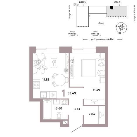 Купить однокомнатную квартиру в новостройках в ЖК Republic в Москве. Вариант № 10441328, 0, площадь -  квм, цена 35337400 рублей