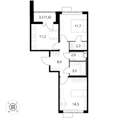 Купить двухкомнатную квартиру в ЖК 1-й Шереметьевский в Химках. Вариант № 9825768, 0, площадь -  квм, цена 17466540 рублей