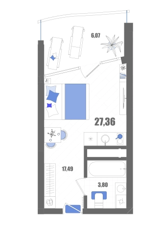 Купить Студию на улице проспект Ленина в Евпатории. Вариант № 8178943, 1, площадь -  квм, цена 10386130 рублей