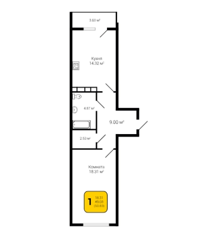 Купить однокомнатную квартиру в ЖК Квартал 45 в Воронеже. Вариант № 90373, 0, площадь -  квм, цена 7057745 рублей