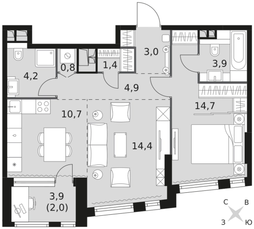 Купить квартиру на улице Варшавское шоссе в Москве. Вариант № 9586281, 0, площадь -  квм, цена 42978000 рублей