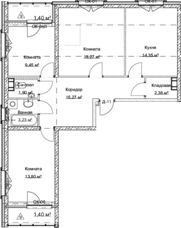 . Вариант № 9105462, 0, площадь - 79.45 квм, цена 27481000 рублей