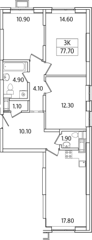 Купить трехкомнатную квартиру в ЖК Видный Берег 2.0 в Московской области. Вариант № 130384, 0, площадь -  квм, цена 11406473 рублей