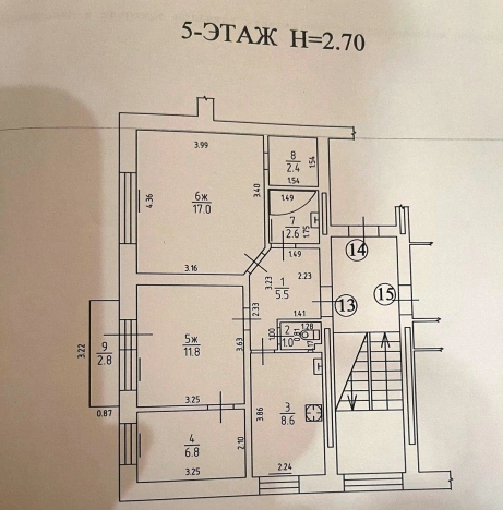 . Вариант № 38743, 23, площадь - 56 квм, цена 5100000 рублей