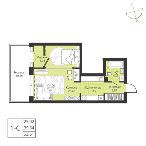 Купить Студию в новостройках в Новосибирской области. Вариант № 9956488, 0, площадь -  квм, цена 6604000 рублей
