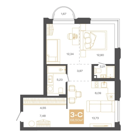 Купить трехкомнатную квартиру в ЖК Пульсар в Новосибирске. Вариант № 9960114, 0, площадь -  квм, цена 16840000 рублей