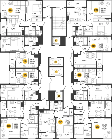. Вариант № 98115, 1, площадь - 37.12 квм, цена 4176000 рублей