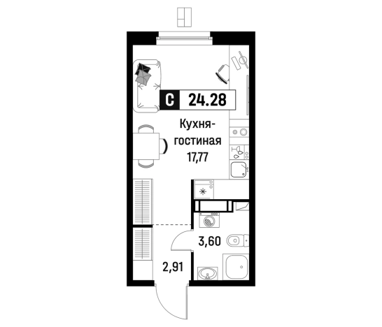 Купить Студию в ЖК Максималист в Мурине. Вариант № 6866675, 0, площадь -  квм, цена 4256743 рублей