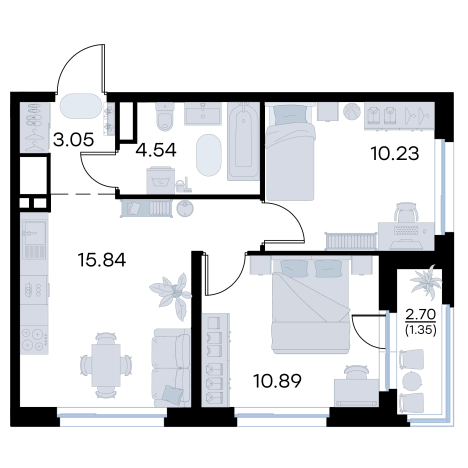 . Вариант № 7708750, 0, площадь - 45.9 квм, цена 7499999 рублей