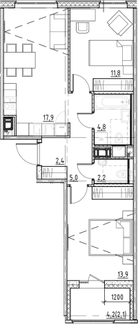 Купить трехкомнатную квартиру в ЖК Янила Forest в Ленинградской области. Вариант № 7838496, 0, площадь -  квм, цена 9117170 рублей