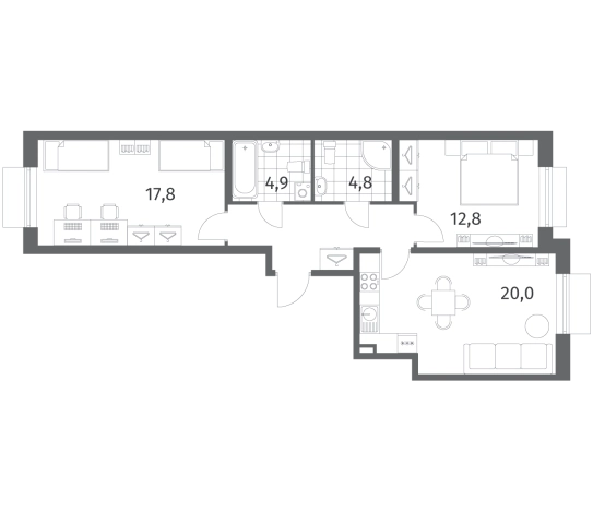 Купить трехкомнатную квартиру в ЖК Парусная 1 в Санкт-Петербурге. Вариант № 7265825, 0, площадь -  квм, цена 24002000 рублей