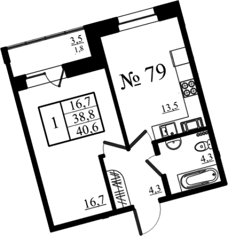 Купить однокомнатную квартиру в новостройках в Гатчине. Вариант № 7259297, 0, площадь -  квм, цена 6876544 рублей