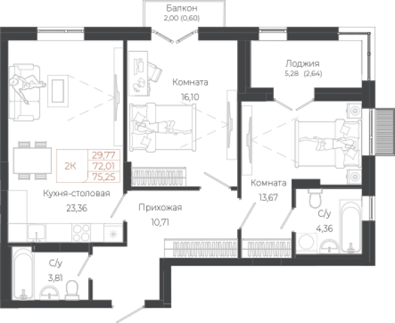 Купить двухкомнатную квартиру в новостройках на улице Южный тракт в Алтайском крае. Вариант № 7629965, 0, площадь -  квм, цена 17157000 рублей