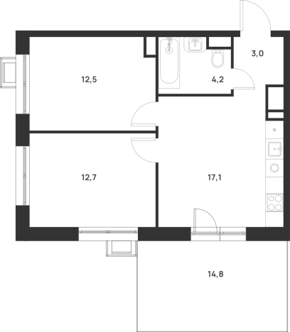 Купить двухкомнатную квартиру у метро Корниловская в Москве. Вариант № 10013346, 0, площадь -  квм, цена 20427806 рублей