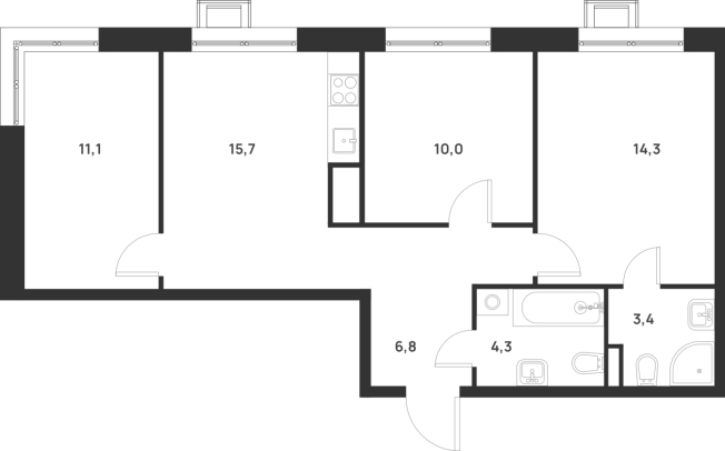 Купить трехкомнатную квартиру у метро Корниловская в Москве. Вариант № 10416895, 0, площадь -  квм, цена 16740084 рублей