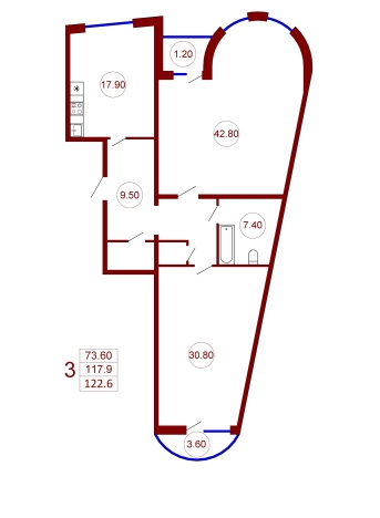 Купить трехкомнатную квартиру в ЖК ЖД на ул. Дзержинского в Воронеже. Вариант № 85498, 0, площадь -  квм, цена 17507280 рублей