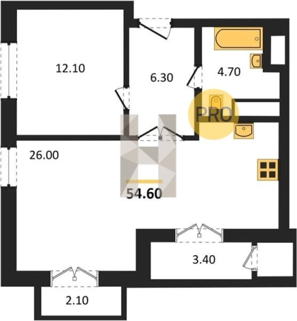 Купить однокомнатную квартиру в новостройках в Ижевске. Вариант № 73120, 0, площадь -  квм, цена 5390701 рублей