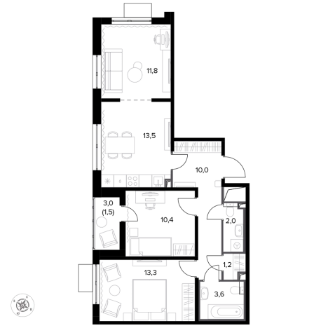Купить трехкомнатную квартиру у метро Битца в Московской области. Вариант № 9874962, 0, площадь - квм, цена 16603730 рублей