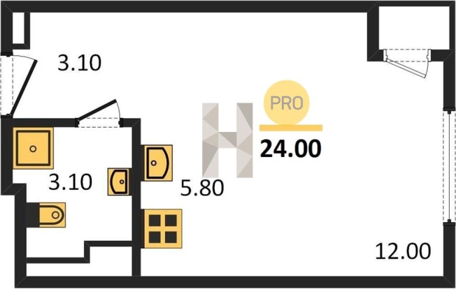 Купить Студию в Микрорайоне 2-й, Северо-Западный жилой район в Ижевске. Вариант № 62492, 0, площадь -  квм, цена 2472000 рублей