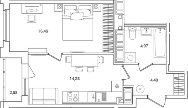 Купить однокомнатную квартиру в новостройках у метро Проспект Просвещения в Санкт-Петербурге. Вариант № 8163013, 0, площадь -  квм, цена 10274640 рублей