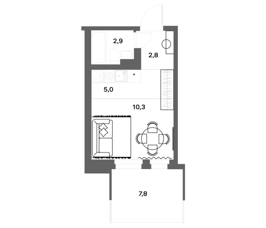 Купить Студию в новостройках у метро Девяткино в Ленинградской области. Вариант № 7830147, 0, площадь - квм, цена 4660000 рублей