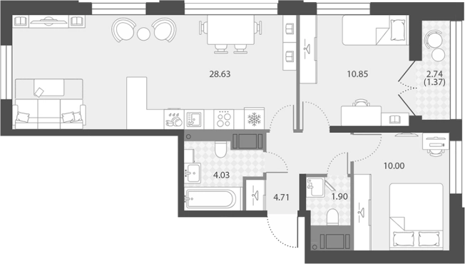 Купить трехкомнатную квартиру в районе Невский в Санкт-Петербурге. Вариант № 7851448, 0, площадь -  квм, цена 22216917 рублей