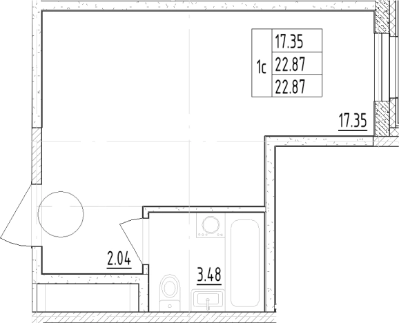 . Вариант № 6209853, 0, площадь - 22.87 квм, цена 5549520 рублей