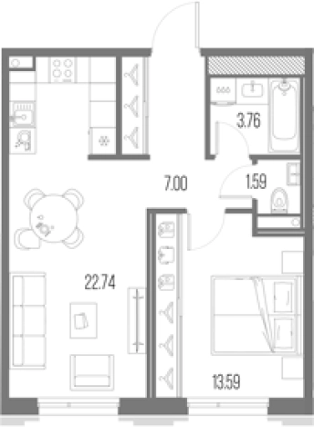 Купить двухкомнатную квартиру в ЖК Legenda Васильевского в Санкт-Петербурге. Вариант № 4837737, 0, площадь -  квм, цена 21415306 рублей