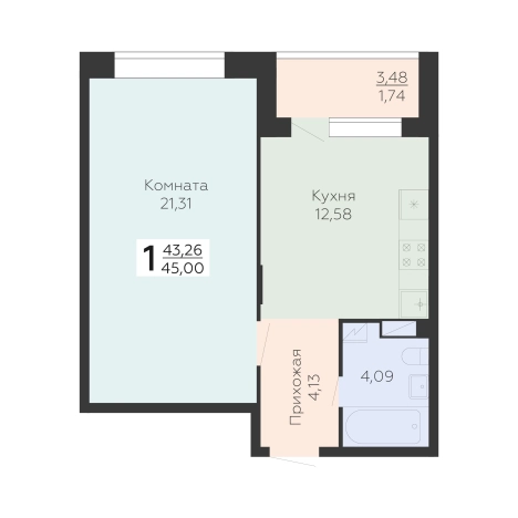 Купить квартиру в ЖК Арт-квартал Зарядье в Воронеже. Вариант № 890972, 0, площадь - квм, цена 6903000 рублей