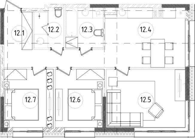 Купить многокомнатную квартиру в районе Хорошёвский в Москве. Вариант № 63045, 0, площадь -  квм, цена 21723000 рублей